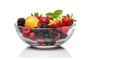 AI generated fruit and berry salad on a white background Generative AI photo