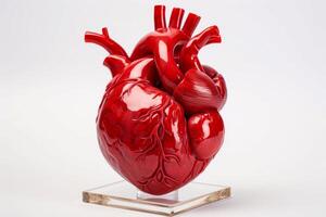 AI generated realistic mockup of a human heart on a white background Generative AI photo