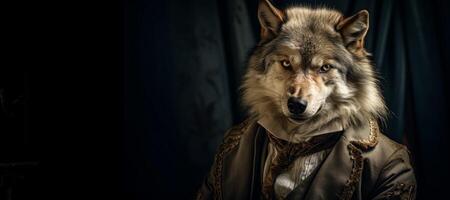 AI generated Wolf in Victorian clothes Generative AI photo