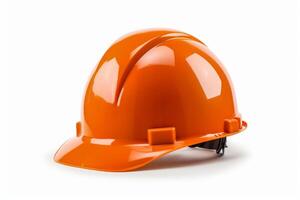 AI generated orange safety helmet on white background Generative AI photo