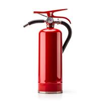 AI generated red fire extinguisher on a white background Generative AI photo