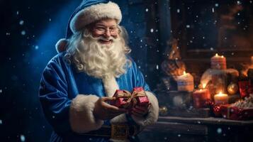 AI generated Santa Claus gives gifts to children Christmas New Year Generative AI photo