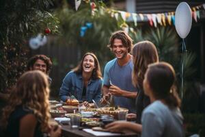 AI generated family barbecue party Generative AI photo