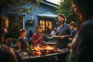 AI generated family barbecue party Generative AI photo