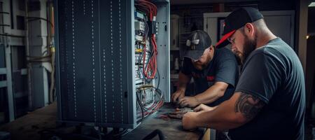 AI generated professional electricians work Generative AI photo