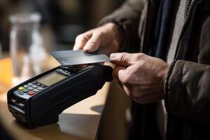 AI generated contactless payment by bank card Generative AI photo