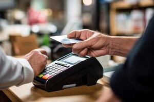 AI generated contactless payment by bank card Generative AI photo