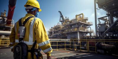 AI generated man oil rig workers Generative AI photo