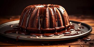 AI generated chocolate cake with chocolate cream Generative AI photo