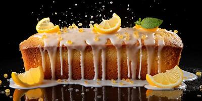 AI generated lemon caramel cake Generative AI photo