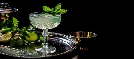 AI generated Martini with leaves Generative AI photo