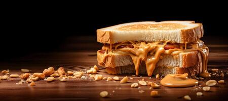 AI generated Peanut butter sandwich Generative AI photo