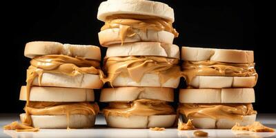 AI generated stacks of peanut butter sandwiches Generative AI photo