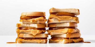 AI generated stacks of peanut butter sandwiches Generative AI photo