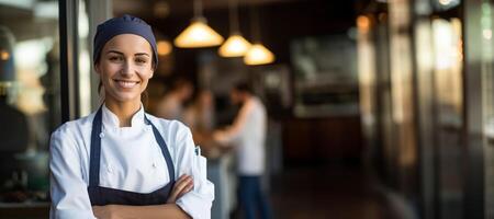 AI generated cook in his startup restaurant Generative AI photo