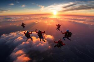 AI generated group Sky diving Generative AI photo