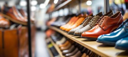 AI generated display case with shoes in a shoe store Generative AI photo