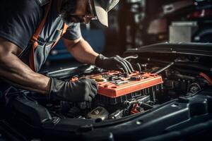 AI generated mechanic repairing a car Generative AI photo