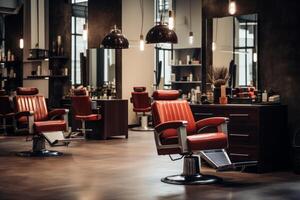 ai generado vacío barbería interior generativo ai foto