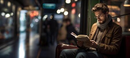 AI generated man reading a book Generative AI photo