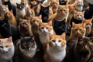 ai generado vistoso multitud de gatos generativo ai foto