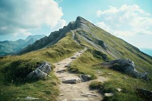 AI generated path leading to the top of the mountain Generative AI photo