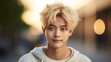 AI generated blond korean man Generative AI photo