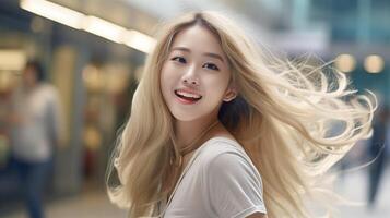 AI generated blond korean woman Generative AI photo