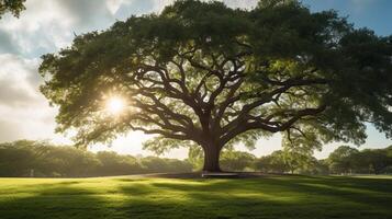 AI generated Lonely tree in the field Generative AI photo