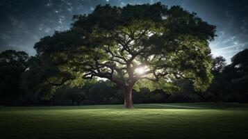 AI generated Lonely tree in the field Generative AI photo