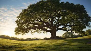 AI generated Lonely tree in the field Generative AI photo