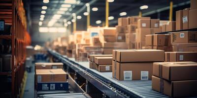 AI generated parcel sorting center Generative AI photo