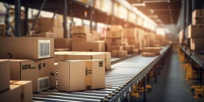 AI generated parcel sorting center Generative AI photo