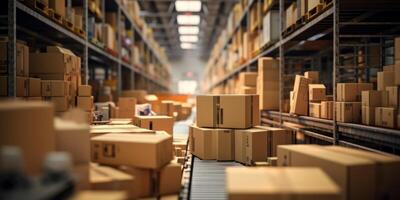 AI generated parcel sorting center Generative AI photo