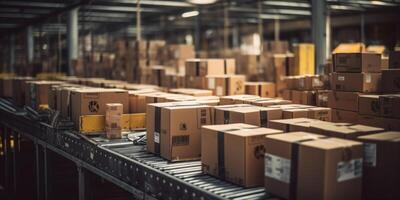 AI generated parcel sorting center Generative AI photo