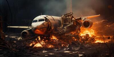 AI generated passenger plane crash Generative AI photo