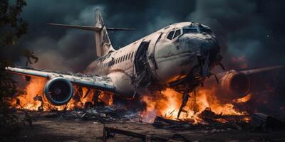 AI generated passenger plane crash Generative AI photo