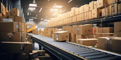 AI generated parcel sorting center Generative AI photo