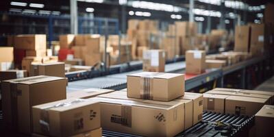 AI generated parcel sorting center Generative AI photo