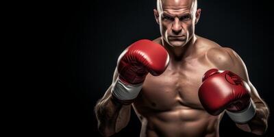 ai generado hombre en boxeo guantes en blanco antecedentes generativo ai foto