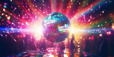 AI generated disco ball on blurred background Generative AI photo