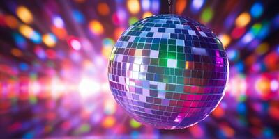 AI generated disco ball on blurred background Generative AI photo