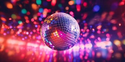 AI generated disco ball on blurred background Generative AI photo