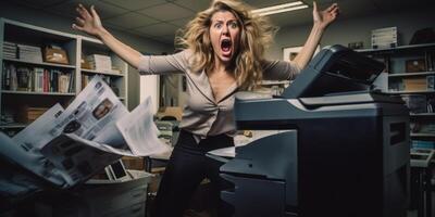 AI generated office worker hysteria Generative AI photo