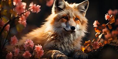 AI generated fox in the spring forest Generative AI photo