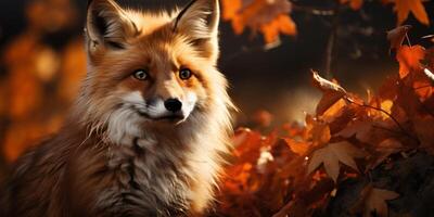 AI generated fox in the autumn forest Generative AI photo