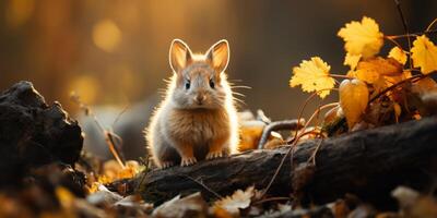 AI generated rabbit in the autumn forest Generative AI photo