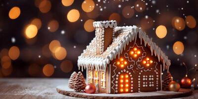 AI generated gingerbread christmas new year house Generative AI photo