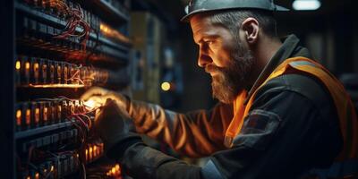 AI generated electrical engineer repairs Generative AI photo