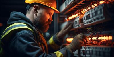 AI generated electrical engineer repairs Generative AI photo